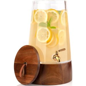 FOODLE Large Glass Drink Dispenser with Spigot - Glass Beverage Dispenser with Stand - Perfect for Parties & Weddings - Pitcher for Lemonade, Water, Sangria, Punch & Juice - Leakproof - 1.72 Gallon