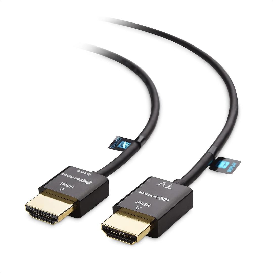 Cable Matters Active 4K Ultra Thin HDMI Cable, 15ft, RedMere Technology | 4K@30Hz, Unidirectional, Ultra Slim HDMI Cable, 4K Rated with Ethernet