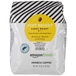 Amazon Fresh, Just Bright Whole Bean Coffee Light Roast, 32 Oz (EXP 06/25/27)