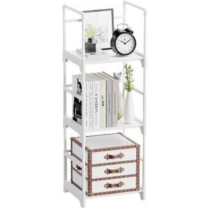 FIDUCIAL HOME 3 Tiers Small Bookshelf for Small Spaces White Mini Short Book Shelf Low Open Bookcase Easy Assemble