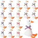 HyDren 16 Pcs Goose Stuffed Animal with Plaid Bow 5.91 Inches Plush Swan Soft Toy Keychains White Yellow Plush Toy for One Silly Goose Baby Shower Party Favors Birthday Home Decorations, 4 Styles