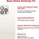 Rear Back Glass Replacement for iPhone 15 Pro Max 6.7-inches + Pre-Installed Plate and Camera Frame and Lens + Reparing Tool Kit (White Titanium)