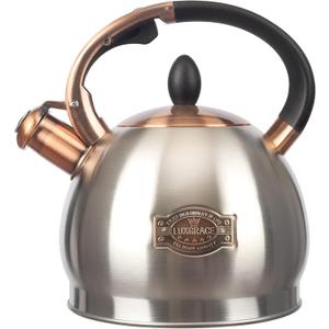 3Quart Whistling Tea Kettle Classic Teapot Stainless Steel Teakettle with Cool Grip for Stovetop (Silver)