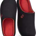 VeraCosy Men's Two-Tone Memory Foam House Slippers Indoor Outdoor Durable Rubber Sole SIZE 11-12 ( red )