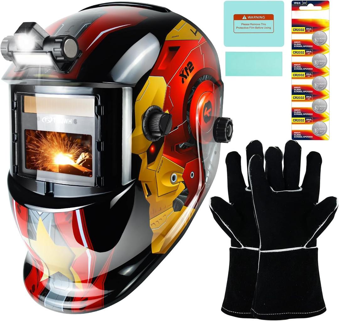 Welding Hood Auto Darkening Welding Helmet with Light True Color 1/1/1/2 Top Optical Clarity Wide Shade 9-13 Welding Mask with Grinding Weld Helmet (KTS-HD94)