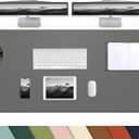 AFIING Leather Desk Pad Protector, 47" x 17" Large Desk Mat with Natural Cork & PU Leather, Mouse Pad, Non-Slip, Waterproof Desk Writing Pad for Office and Home (Dark Grey)