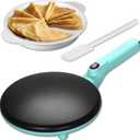 Baker's Friend Instant Crepe Maker with Handle, Electric Crepe Maker Machine, Crepera Electrica, 8 Inch Non-stick Cooking Surface, Aqua