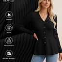 GRACE KARIN Long Sleeve Cardigan Sweaters for Women, Button Up Knit Blazer, Lightweight Business Casual Peplum Tops (Small, Black)