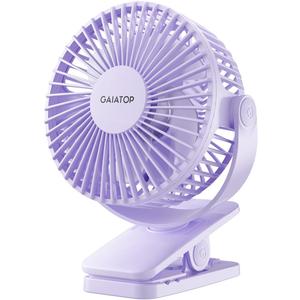 Gaiatop Portable Clip on Fan Battery Operated, Small Powerful 3 Speed Quiet 360 Rotate, USB Rechargeable Mini Personal Cooling Fan for Desk Table Home Office Stroller Camping Women Gifts Purple