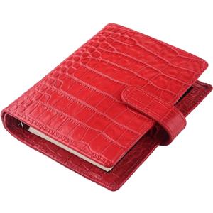 7Felicity Budget Binder,Leather Rings Planner, 6-Ring Pocket Organizer Notebook Cover (Croco-Red)