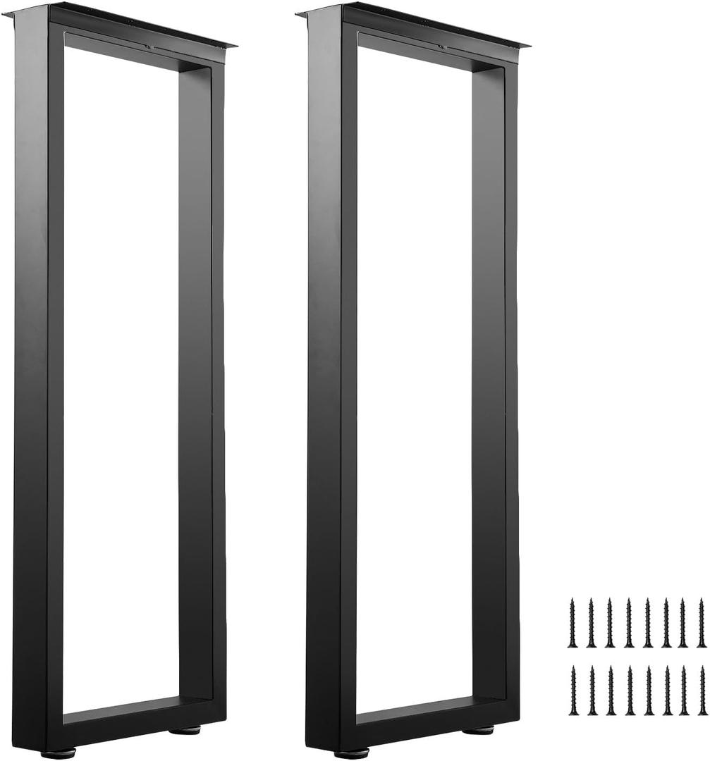 ALLCOS 36 Inch Metal Bar Table Legs, Heavy Duty Dining Table Leg Desk Legs with Adjustment Feet, Black, Set of 2