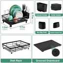 MOUKABAL Dish Drying Rack, Dish Rack, Stainless Steel Dish Racks for Kitchen Counter, Dish Drainer with Removable Utensil Holder, Drainboard (Black)