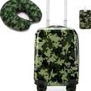 Kid's Luggage Set 2 Piece Suitcase Set 16" Hardside Luggage with Spinner Wheels Girls Carry on Toddler Travel Rolling Suitcase with Neck Pillow Airline Approved (B Green)