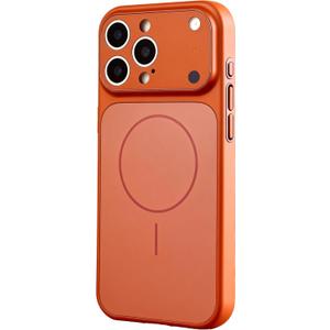 Designed Magnetic Series for iPhone 14 Pro Max Case,[Compatible with MagSafe][Tempered Glass Camera Lens Protection],Luxury Matte Military Grade Drop Protective Hard PC Shockproof Cover,Orange