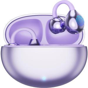 Language Translation Earbuds, 3-in-1 Free-Clip Translator Earbuds, 144-language Real-time Two-Way Translation Device, HD Sound, Long Battery Life, iOS and Android, Ideal for Travel & Business, Purple