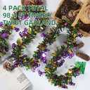 100 Feet Mardi Gras Tinsel Garland Gold Green Purple Garland Mardi Gras Christmas Tree Tinsel Garland Metallic Twisted Hanging Garland for Mardi Gras Oktoberfest Birthday Party Decoration, B