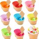 VZZNN 32 Pack Ice Cream Bowl Set, Colorful Sundae Cups with Spoons, Reusable Plastic Party Bowls for Ice Cream, Frozen Yogurt, Candy - Perfect for Birthday Parties, Sundae Bars, Gift Bags