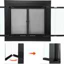 Stanbroil Fireplace Glass Bi-fold Style Door, Black Finish, Medium, Decorative Fireplace Screen Door for Fireplace Accessories