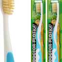 MOUTHWATCHERS Soft Childrens Flossing Manual Toothbrush, Set of 2, Blue Toothbrushes for Kids & Teens, Ultra Clean, by Dr. Plotka's