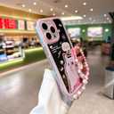 for iPhone 11 Case, [Cute White Cat Pattern][Shiny Mirror Case][2-in-1 Bead Wrist Strap], Soft TPU Frame, Shockproof and Drop-Proof, Suitable for Women & Girls
