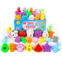 Squishy Toys, 28 Pack Kawaii Squishies and Cards, Gifts for Easter Egg Fillers Basket Stuffers, Party Favors for Kids 4-8 8-12, Treasure Box Classroom Prizes Mochi Squishy Cat Fidget Toys
