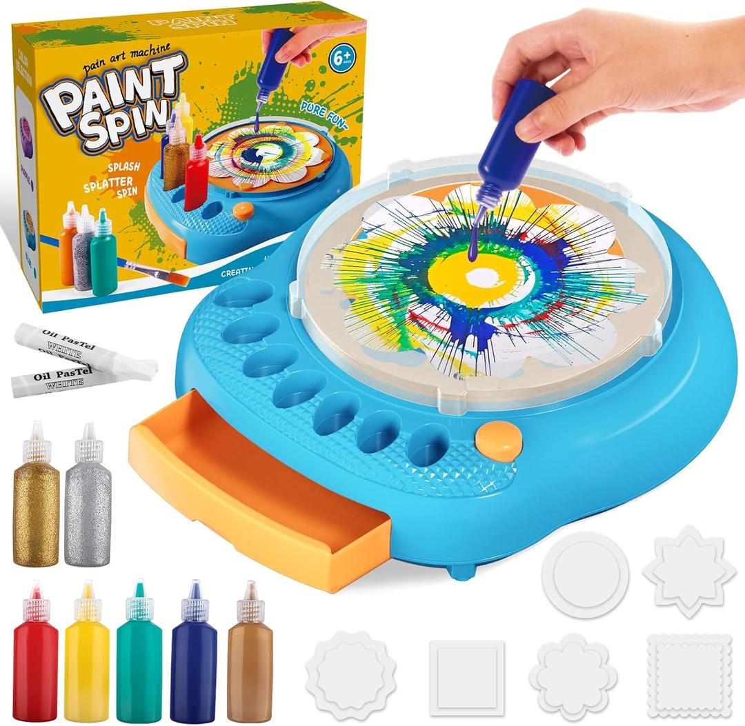 Spin Art Machine for Kids - Paint Spinner Art Craft Kit with 36 Artboards & 7 Colors - Arts and Crafts Painting Set for Boys Girls Ages 4-12, Birthday Easter Gifts for 6 7 8 9 10 Year OldBlue