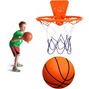 Silent Basketball and Hoop Set, Indoor Silent Basketball, 2025 Upgrade Quiet Foam Indoor Training Ball with Wall Mount Hoop, No Noise with Foldable Hoop, Ball Frame for Kids Teens Adult (No.5)