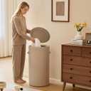 126L Laundry Basket with Lid, Laundry Hamper, Laundry Room, Beige, 16"L x 16"W x 29.5"H
