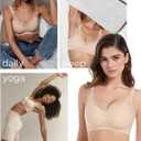 Womens Wireless Bras Petite V Mesh Push Up Comfortable Bralettes Supportive Seamless No Underwire Tshirt Jelly Bra (Black)