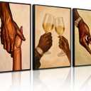Black Couple Love Wall Art Black People Canvas Wall Decor African American Couple Art Pictures Afro Man Woman Poster Holding Hands Prints Painting for Bedroom Living Room 16x24 Inch Unframed Set of 3