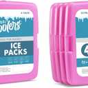 Cool Coolers by Fit + Fresh, Reusable & Long-Lasting Slim Ice Packs, Cold Packs for Lunch Boxes, Ice Packs for Lunch Bags, Purple 8 Pack