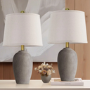 21'' Set of 2 Farmhouse Ceramic Table Lamps for Living Room Bedroom, Nightstand Rustic Brown Desk Lamp for Bedside End Table Entryway, 2 LED Bulbs Included