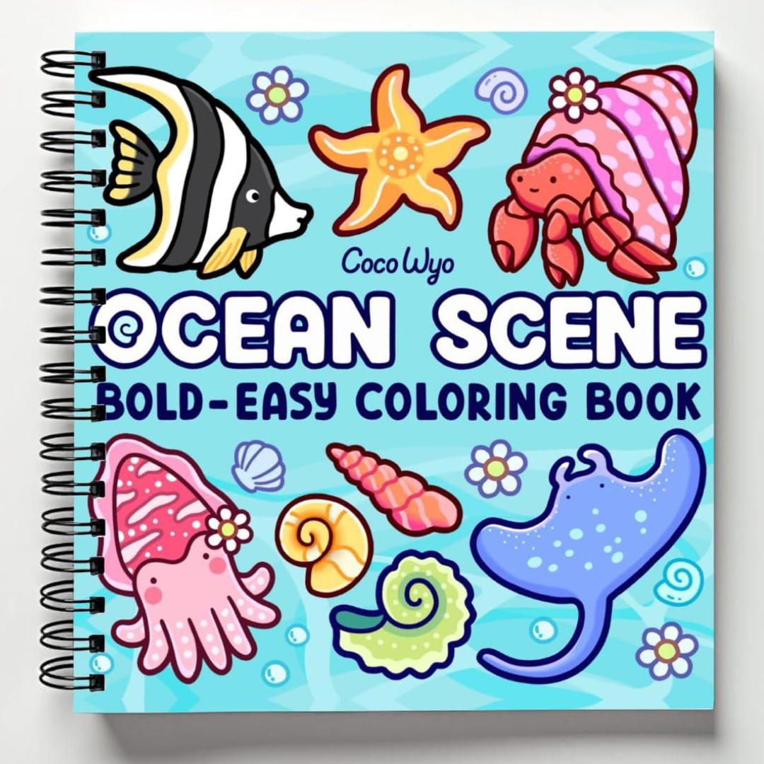 Ocean Scene: Coloring Book for Adults and Kids, Bold and Easy Designs for Relaxation with Sea Life (Bold & Easy Coloring)