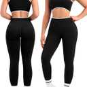 Relety Womens Workout Sets 2 Piece Seamless Crop Tank Top High Waist Leggings Contrast Trim Padded Racerback Bra Yoga Outfits - Black Large (Black, L)