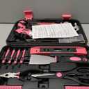 Apollo Tools 135 Piece Household Pink Hand Tools Set with Pivoting Dual-Angle 3.6 V Lithium-Ion Cordless Screwdriver - DT0773N1