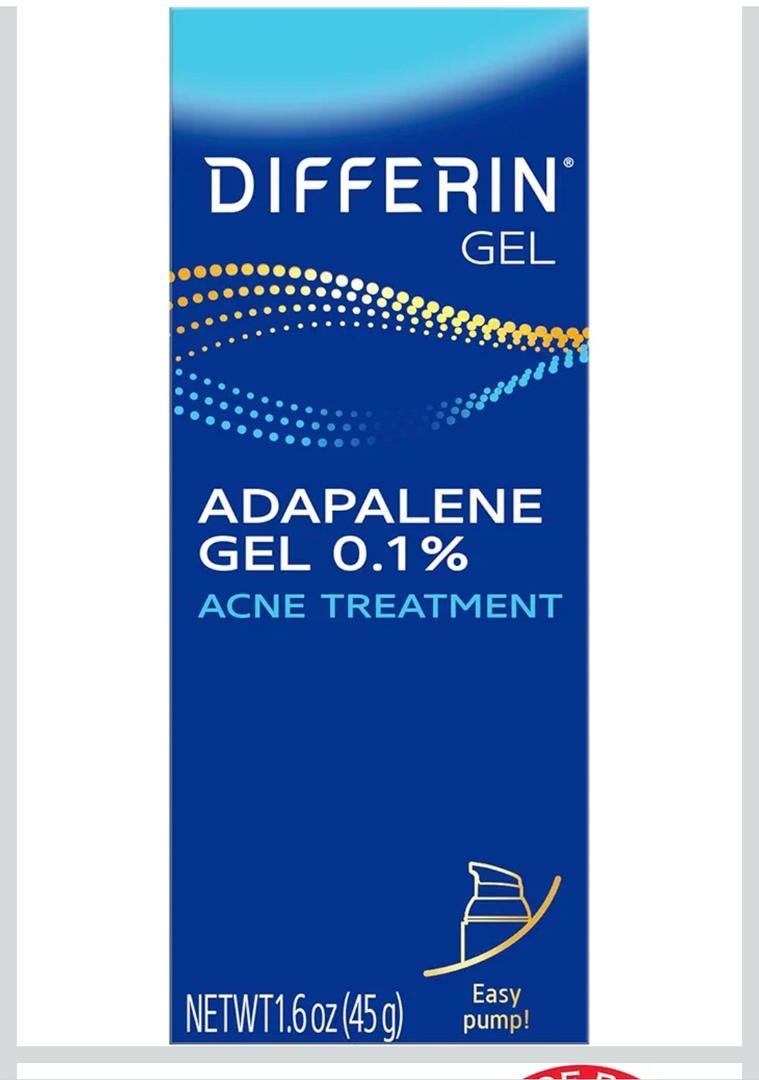 Differin Acne Treatment Gel, 90 Day Supply, Retinoid Treatment for Face with 0.1% Adapalene, Gentle Skin Care for Acne Prone Sensitive Skin, 45g Pump 