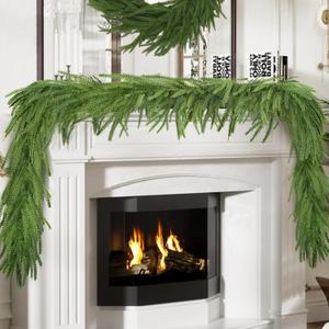 4 Pcs 6 Ft Artificial Norfolk Pine Garlands, Real Touch Norfolk Pine Garland, Realistic Natural Christmas Greenery for Table, Mantle, Wall, Indoor, Outdoor Christmas Holiday Decorations (4, 6 FT)