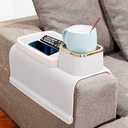 Couch Cup Holder, Silicone Anti-Spill and Anti-Slip Cup Holder for Couch, Portable Sofa Armrest Tray Couch Drink Holder, Gift for Mom, Dad, Grandma, Grandpa (Beige)