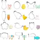 Mini Easter Cookie Cutters,12PCS Stainless Steel Cookie Cutters - Easter Egg,Chick,Butterfly,Flower,Bunny,Carrot,Fish and More