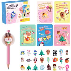 DG-Direct 30 Pack Valentines Day Gifts for Kids, Valentines Day Cards with Mini Spinning Pencil Top Toys, Valentine School Classroom Exchange Prizes, Valentine Party Favor Toy Set