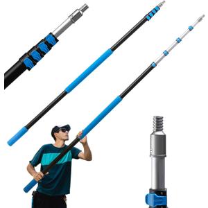6-24 ft Long Telescopic Extension Pole, Multi-Purpose Extendable Pole with Universal Twist-on Metal Tip, Lightweight Sturdy Aluminum Telescoping Pole for Painting, Dusting and Window Cleaning