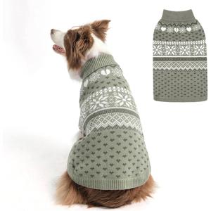 HOMIMP Dog Sweater Argyle - Warm Sweater Winter Clothes Puppy Soft Coat, Ugly Dog Sweater for Small Medium and Large Dogs, Pet Clothing Boy Girl, Grey S