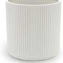 Amazon Basics Fluted Ceramic Round Planter, 8-inch, White