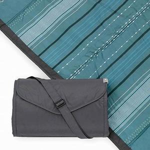 Little Unicorn 5'x7' Outdoor Family Picnic & Beach Blanket | Durable & Water-Resistant Fabric | Compact Fold & Easily Wipes Clean | Zipper Pocket (Shoreline Stripe)