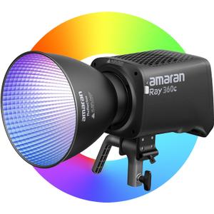 amaran Ray 360c 360W RGB LED Video Light APP/DMX Control 12 Effects,COB Continuous Output Lighting, Bowens Mount Portable Light for Photography, Studio,Video Recording (Ray 360c)