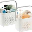 LEVERLOC Portable Shower Caddy Basket, 1 Pack Plastic Cleaning Caddy Organizer Storage Tote with Handle for Bathroom Kitchen College Dorm Room Bedroom,Grey