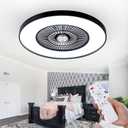 24" Bladeless Ceiling Fans with Lights and Remote/APP Control, Low Profile Ceiling Fan with 3-Dimmable Lights, Enclosed Flush Mount Ceiling Fan for Kid's Bedroom/Living Room (Black)
