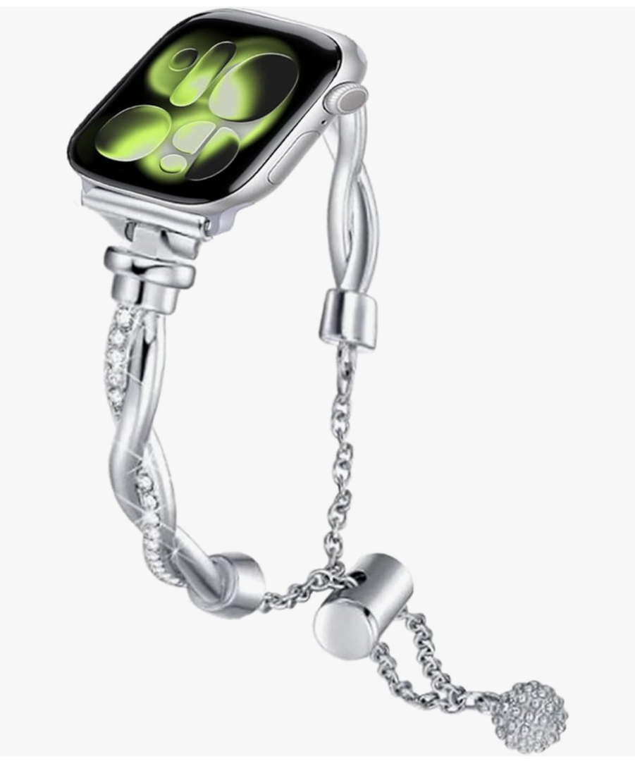 for Apple Watch Bands for Women, Bling Metal Strap for Apple Watch Series 11,10, Slim Stainless Steel Replacement for iWatch 9,8,7,6,5,4,SE3,SE 2nd,Ultra 3,2,1, 38mm,40mm,41mm 42mm 44mm 45mm 46mm 49mm, Silver