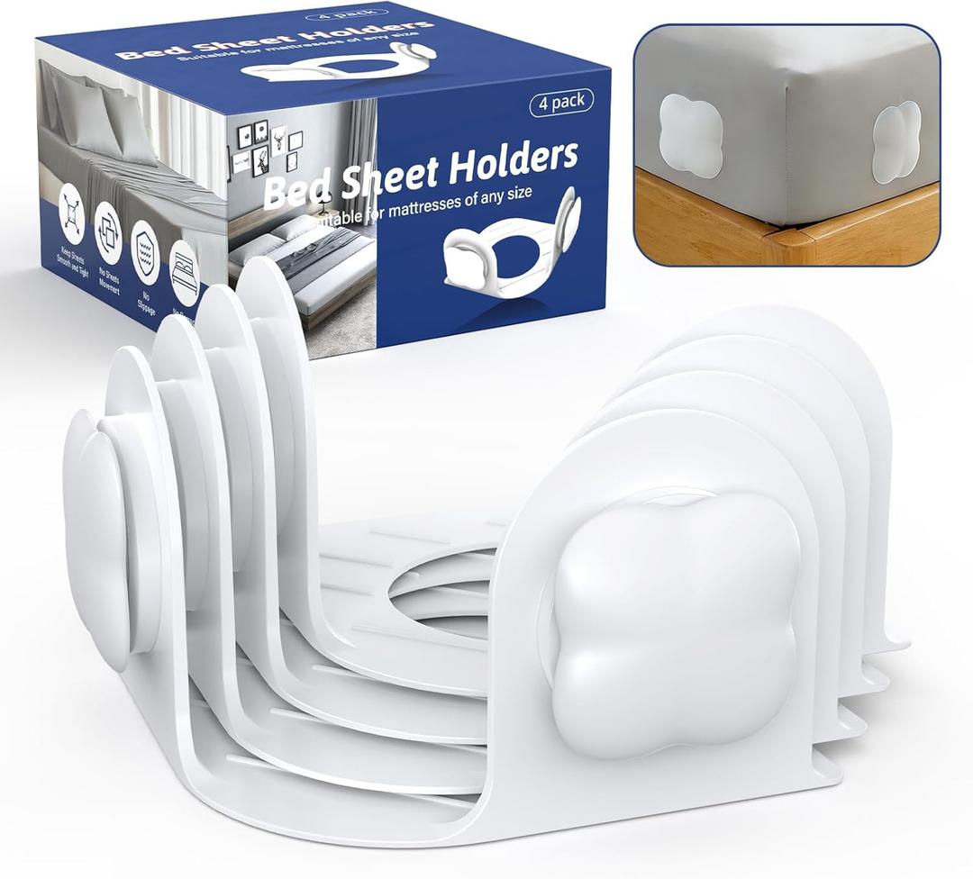 Sheet Holders Bed Sheet Grippers - Fitted Sheet Holder for Corners Keep Sheets Firm & Tight Fit All Sheet Sizes Sheet Straps Clips Easy Installation