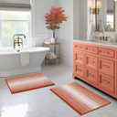 Bathroom Rugs and Mats Sets, 2 Piece Thick Absorbent Chenille Bath Mat Rug Set Non Slip, Soft Shaggy Bath Room Floor Mats for Bathroom, Machine Washable (Sunset Orange, 20" x 32" Plus 16" x 24")